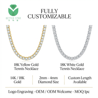 Collier tennis en diamant de laboratoire certifié IGI, or blanc 18 carats, taille brillant rond, pour anniversaire de mariage
