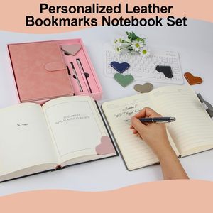 Nuevo empleado Bienvenido al equipo Rosa PU cuero marcapáginas Metal Pen Notebook Gift Set Box con impresión de logotipo - Product Image 5