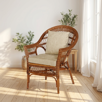 Fauteuil en rotin artisanal Kingdom, design asiatique moderne, confortable, pour salon, bureau à domicile, qualité supérieure, meubles de maison