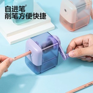 Deli X60 Pencil Sharpener Geometric Design Manual Hand Crank Automatic Feeder For Students Children - Product Image 1