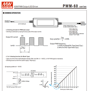 Controlador LED MEAN WELL PWM-60-24DA2 de 60W, 24V, 2.5A, DALI-2, Regulable por PWM, Voltaje Constante, IP67, Impermeable - Product Image 3