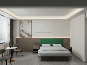 Muebles Comerciales para Hotel de 3 Estrellas, Juego de Sala y Dormitorio con Estructura de Cama de Madera, Sofá, Mesa de Centro, Escritorio y Armario para Habitación Completa - Product Image 2