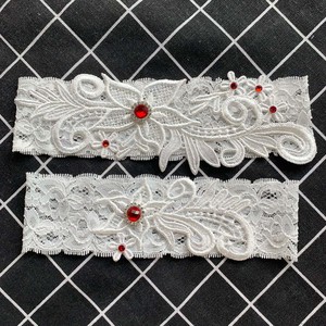 2 Pièces Jarretières de Mariage Personnalisées pour la Mariée, Jarretière en Dentelle avec Strass Bleus pour Fête de Mariage - Product Image 6