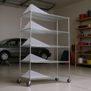 Estantería Metálica de Alta Resistencia de 5 Niveles, 82 cm de Alto x 48 cm de Ancho x 24 cm de Profundidad, Cromada, con Ruedas, para Organización de Garaje - Product Image 2