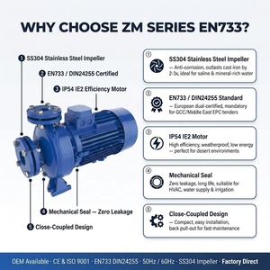 Bomba Centrífuga de Acero Inoxidable ZM32-ZM80 EN733, 1.5-75HP, 50Hz/60Hz, Doble Frecuencia, OEM, Suministro de Agua Industrial - Product Image 2