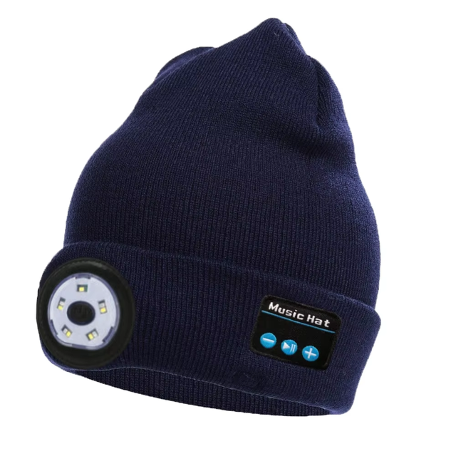 Unisex Winter LED Beanie with Bluetooth USB Rechargeable Night Light Flashlight Digital Printing for Travel