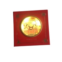 Boîte cadeau rigide rouge personnalisée, écologique, avec lamination mate et éclairage LED, pour souvenirs de pièces de monnaie porte-bonheur du Nouvel An chinois, idéale pour les entreprises.