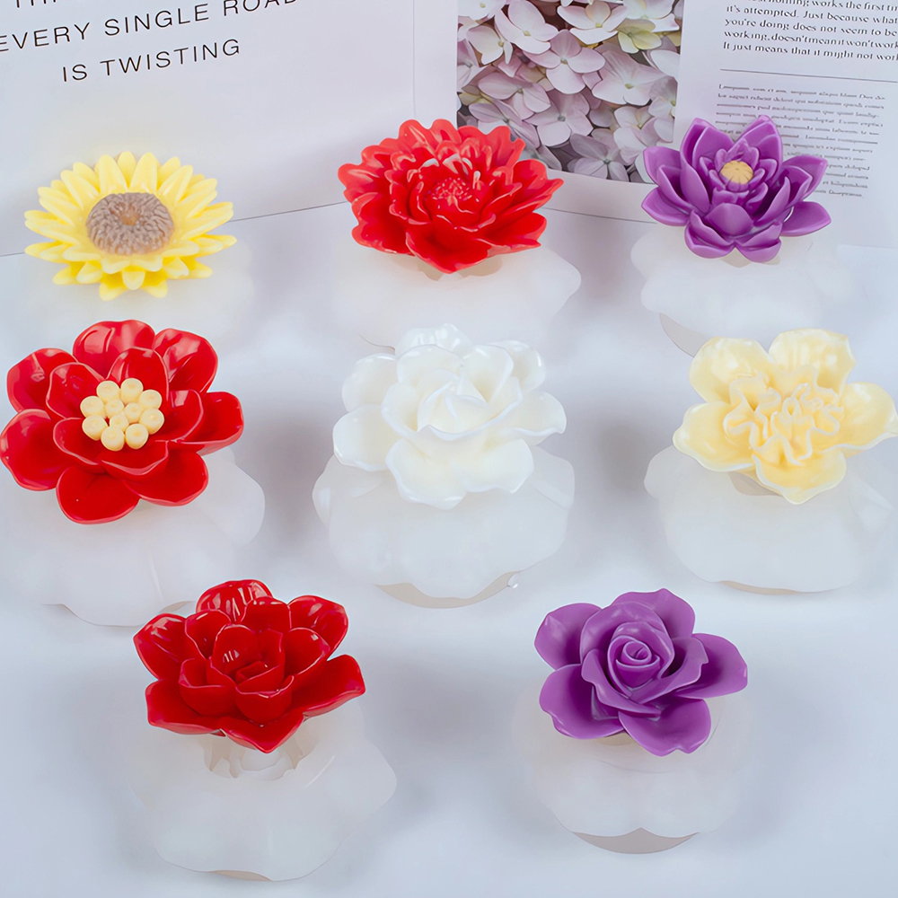 2Pcs 3D Rose Silicone Molds, Rose Flower Chocolate Fondant Candy Mold Cake Decorating Tools Candle Making Supplies Soap Epoxy Resin Wax Melt Mold - Imported Products From USA