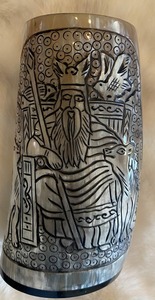 Corne à boire viking authentique, style nautique animal, support en métal sculpté, décoration de maison écologique, souvenir de fête de Noël - Product Image 2