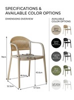 Chaise de salle à manger avec accoudoirs, design nordique moderne en corde, en plastique PP empilable, pour extérieur, jardin, restaurant, café