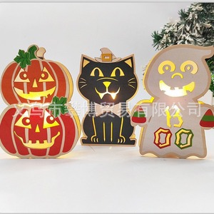 Linternas de Madera de Halloween, Calabaza, Gato, Fantasma, Luz LED, Decoración Artesanal, Decoración para Fiestas en Interiores y Exteriores - Product Image 1