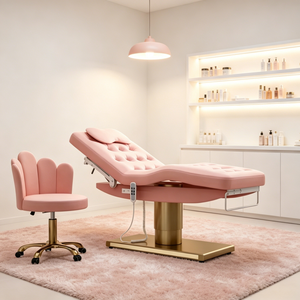 <span class=keywords><strong>Lit</strong></span> <span class=keywords><strong>de</strong></span> beauté électrique réglable <span class=keywords><strong>rose</strong></span> avec coussin capitonné - <span class=keywords><strong>Lit</strong></span> <span class=keywords><strong>de</strong></span> massage <span class=keywords><strong>de</strong></span> luxe pour les soins en spa et salon - Product Image 1