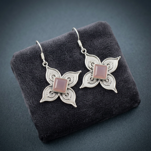 Pendientes de Cuarzo Rosa Natural de Primera Calidad, Hermosos y Elegantes, Hechos a Mano con Plata de Ley, para Mujer, Ideales para Fiestas, al Mejor Precio - Product Image 3