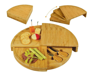 Fournitures de cuisine en gros, planche à fromage éco-responsable à trois volets et assiettes à collation et repas en bois de bambou - Product Image 5
