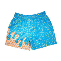 Maillot de bain enfant motif cornets de glace, taille élastique avec cordon de serrage, pour garçons et filles, été, décontracté, Spandex/Nylon 1