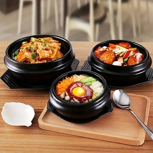 한국 돌 냄비 밥솥-비빔밥 된장국용 가스 가열 석기 캐서롤 고온 저항 - Product Image 3