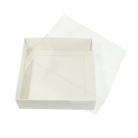Boîte cadeau pliable en papier recyclé de taille personnalisée avec couvercle en PVC/PET pour l'emballage de desserts, de fleurs, etc. Couvercle blanc transparent