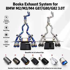 ท่อไอเสีย OEM ไทเทเนียม Catback พร้อมท่อ SS316 3D Z สำหรับ BMW M3/M4 G80/G82 M2 G87 S58 3.0T ปี 2021-2024 ระบบวาล์วทรอนิก Boska - Product Image 1