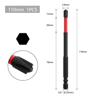 ดอกไขควงหกเหลี่ยม Yueqing Laiwei ขนาด 110 มม. 1/4 นิ้ว แม่เหล็กแรงสูง สำหรับช่างไฟฟ้า - Product Image 1