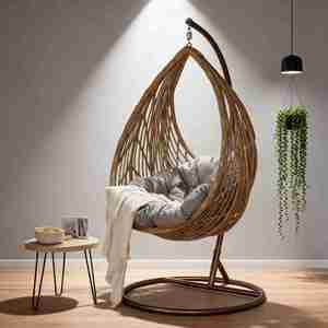 Sedia Sospesa da Balcone, Cesto Sospeso per Interni, <span class=keywords><strong>Altalena</strong></span> per Camera da Letto, Amaca da Esterno, Sedia in Rattan, Sedia a Dondolo - Product Image 6