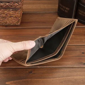 ארנקי עור לגברים, ארנק קצר לגבר, מחזיק כרטיסים, עור אמיתי מסוג קרייזי הורס, ארנק אופנתי לגברים, ארנקים איכותיים - Product Image 5