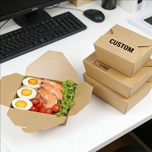 กล่องกระดาษคราฟท์แบบกำหนดเอง บรรจุภัณฑ์อาหารแบบใช้แล้วทิ้ง กล่องใส่อาหารแบบนำกลับบ้าน ถาดใส่อาหารจานด่วน เป็นมิตรกับสิ่งแวดล้อม ย่อยสลายได้ ขนาด 500 มล. - Product Image 6