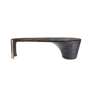 Ensemble de chaise de bureau de direction contemporaine de luxe italienne, bureau de maison moderne italien, acier inoxydable, plateau en bois et marbre, patron - Product Image 5