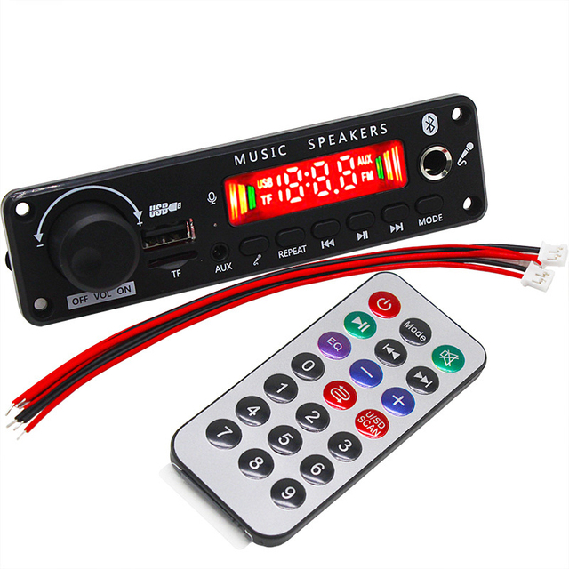 BT 5.0 Audio Amplifier Board 2x25W FLAC MP3 Decoder DC 12V 6 5mm Microphone Input Call Recording Stereo Speaker Module