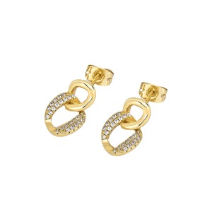 Luxury Crystal Drop Earrings Women Stylish 5A Cubic Zircon Double Circle Geometric Design Jewelry - Product Image 4