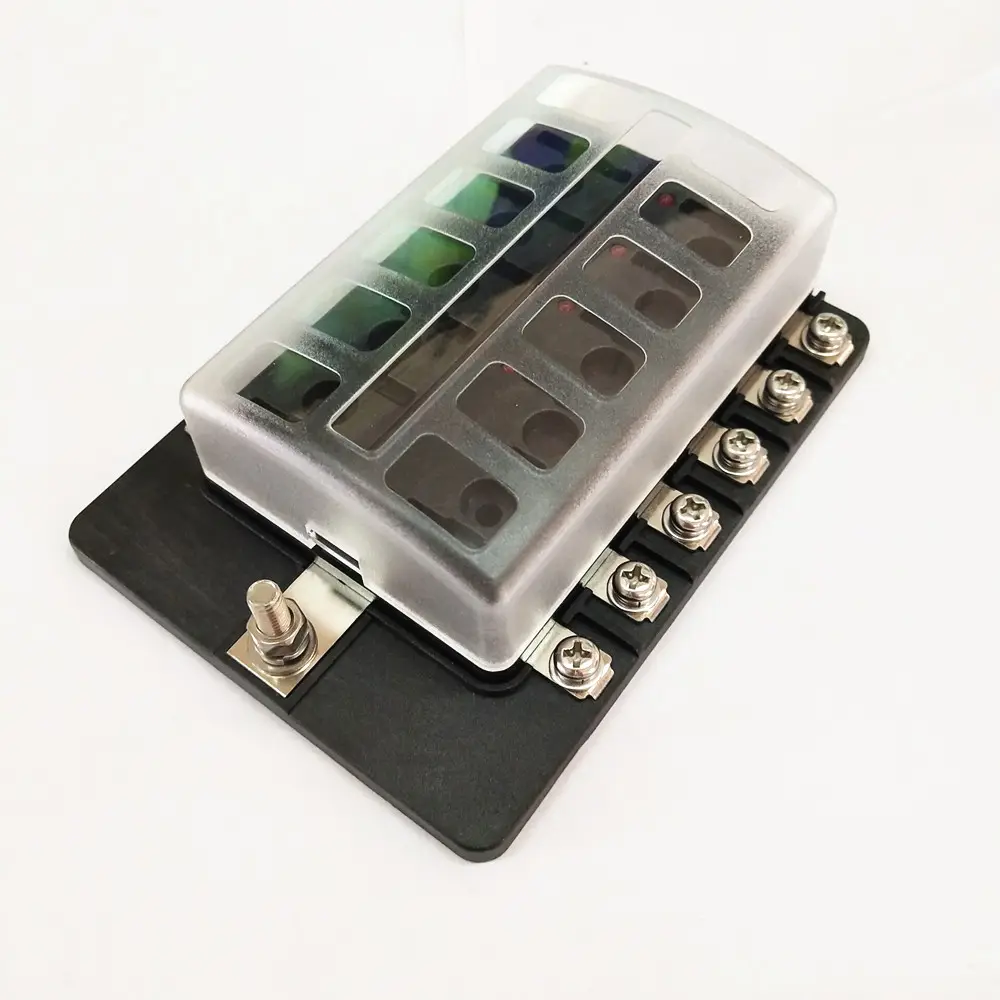 Universal Car 4/6/8/12 Way Blade Fuse Terminal Block Auto Track Fuse Holder Box Wiring Power Connector Switch With Light 12V 24V