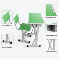 Ensemble bureau et chaise pour étudiant avec structure métallique, bureau et chaise individuels pour salle de classe, mobilier scolaire, plateau en bois
