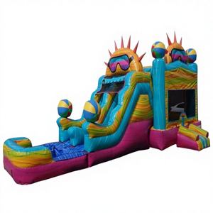 Casa Inflable de PVC de Alta Calidad con Diseño de Palmera Tropical y Tobogán, Tamaño 10x4x4.5m, Uso Comercial - Product Image 1