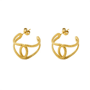 Zogxin Gold Hoop Earrings 18K Stainless Steel Geometric Design For Women - Product Image 5