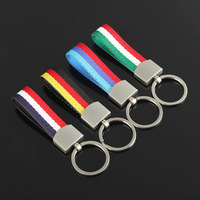 Porte-clés de voiture en sangle de nylon avec bandes de couleur drapeaux Allemagne Italie, anneau métallique, accessoire de modification automobile, support de clés, cadeau