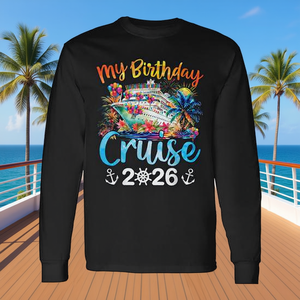 T-shirt à manches longues « My Birthday Cruise 2026 » pour les vacances en famille, chemise d'anniversaire - Product Image 3
