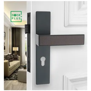 Doorplus basit Modern avrupa tarzı iç ev deri kapı kolu ahşap yatak odası kapısı kolu ve kilit