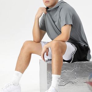 Sudadera con Capucha de Manga Corta para Hombre con Logotipo Personalizado, Camiseta Deportiva con Capucha de Alta Calidad para Gimnasio, Secado Rápido, OEM, Camisetas Deportivas para Hombre - Product Image 2