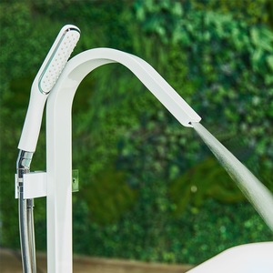 Floor Standing Bathtub Faucet With <b>Shower</b> Head <b>Set</b> 4.9-5.9 Gpm Rain Spray Round Head Single Handle Brass Valve Core - Product Image 2