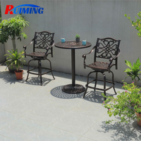 Table de bar et chaises hautes en aluminium pour l'extérieur, ensemble de tabourets pivotants en aluminium moulé, meubles de jardin pour cour
