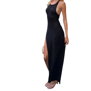 <b>Women</b>’s Vintage Style High Waist Sleeveless Summer Dress Elegant Solid Color Casual Commuting Dress - Product Image 1