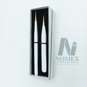 แหนบต่อขนตาปลายเงินเคลือบผงสีขาวอุปกรณ์เสริมความงามทำจากสเตนเลสสตีลทนทาน - Product Image 4