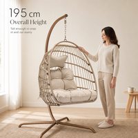 Ensemble de balançoires pour jardin, hamac, balançoire d'intérieur pour salon, balançoire en rotin pour enfant, chaise suspendue en plastique transparent en forme d'œuf