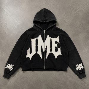 hongguan High Quality 100% Cotton Vintage Heavyweight Cropped <b>Hoodie</b> Designer <b>Black</b> Embroidery Graphic <b>Men</b> Acid Wash <b>Hoodie</b> - Product Image 1