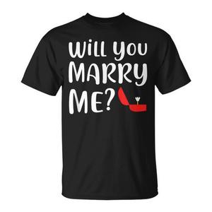 Camiseta con Propuesta de Matrimonio, Negra, Unisex, Cuello Redondo, Manga Corta, Impresión en Serigrafía, Regalo de Boda - Product Image 1
