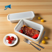 Boîte d'emballage rectangulaire en plastique blanc de qualité alimentaire PP, compatible micro-ondes, avec couvercle, pour le stockage de bœuf congelé, boîte à bento