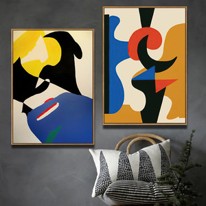 Peinture sur toile abstraite contemporaine, portrait rétro, art mural moderne du milieu du siècle, peinture pour la décoration d'un appartement ou d'un salon - Product Image 4