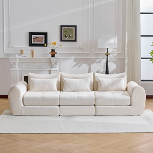 Ensemble de canapés modulaires carrés en chenille, canapé-lit convertible, canapé sectionnel rembourré pour appartements et salons d'hôtels - Product Image 2