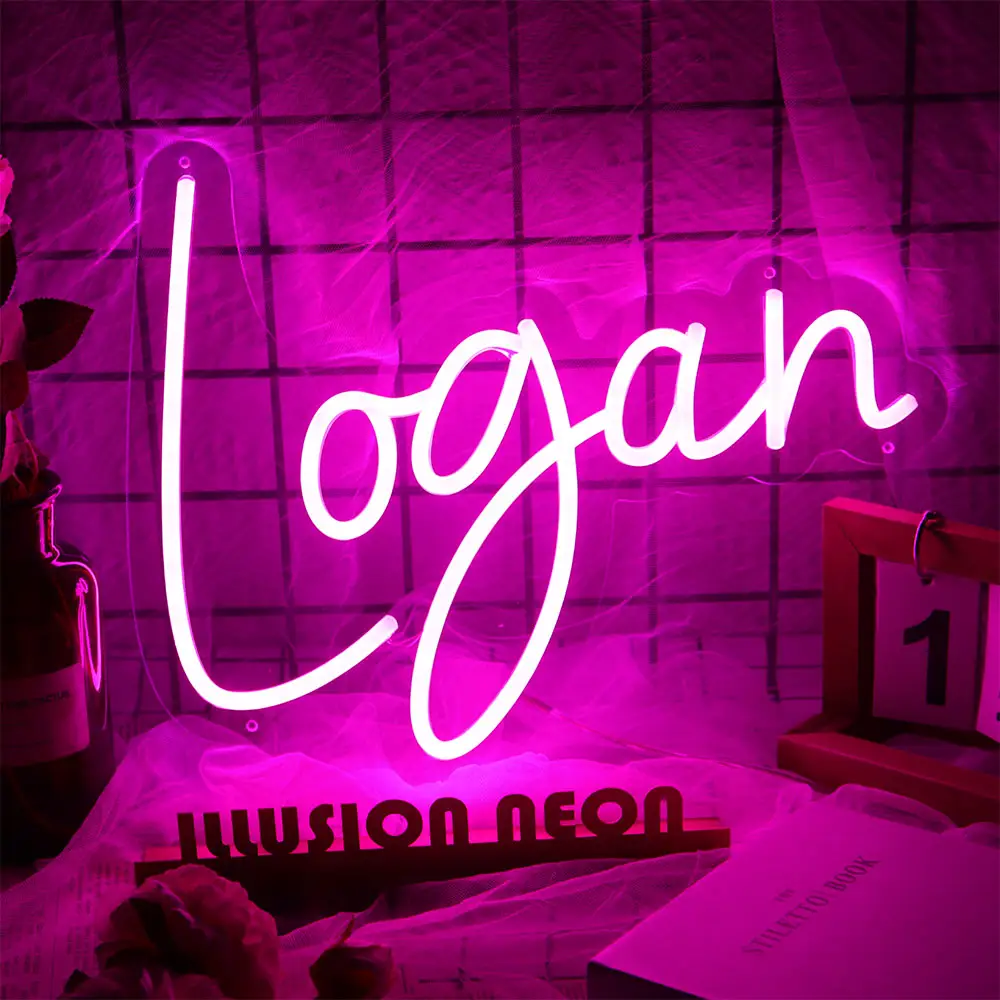 Party Lieferanten Logan LED Leucht reklame kunden spezifische Acryl Back board Neon Buchstaben für Geburtstag Hochzeits feier
