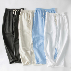 Hot Sale Drawstring Waistline Baggy <strong>Linen</strong> Pants <strong>Men</strong> Summer Custom <strong>Linen</strong> Straight Leg <strong>Linen</strong> <strong>Trousers</strong> Wholesale - Product Image 4