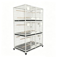 Grande cage d'élevage pour oiseaux à plusieurs compartiments, cage à volailles empilable sur roulettes avec perchoirs pour l'élevage des perroquets